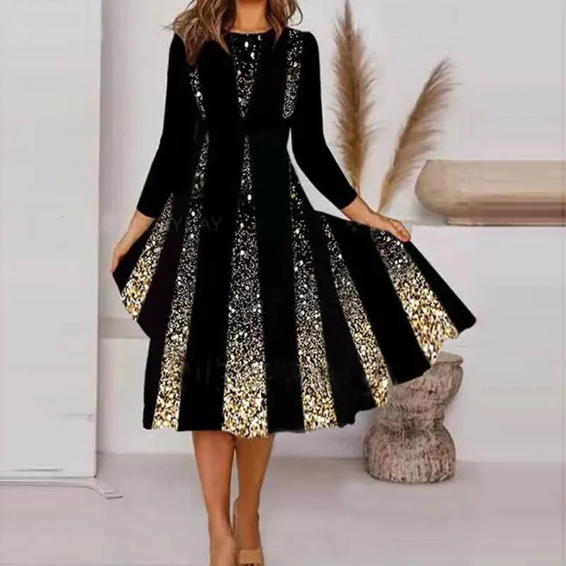 knee length dresses for ladies Vintage Patchwork Midi Dress