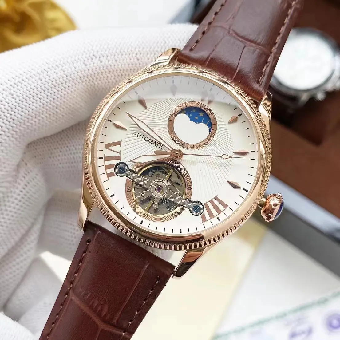 2023 New Brand Original Business Men's Watch Classic Round Case Mechanical Watch Wristwatch ClockRecommended Watchwa Watch q53