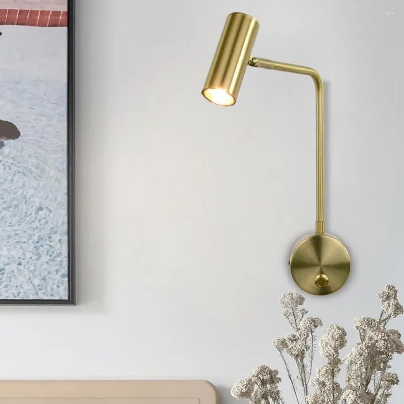 Wall Lamps Golden Light Led Lamp Bronze Adjustable Lights 9W With Switch For Bedroom/Bedside /Aisle/Readroom Indoor Sconce Decora