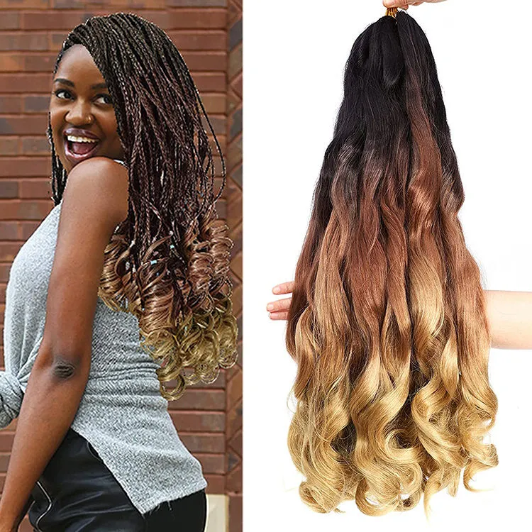 Extensiones de cabello trenzado rizado y ondulado, estilo Pony, rizo en espiral, trenza de ganchillo, rizos franceses, extensiones de cabello sintético, 75 g/paquete