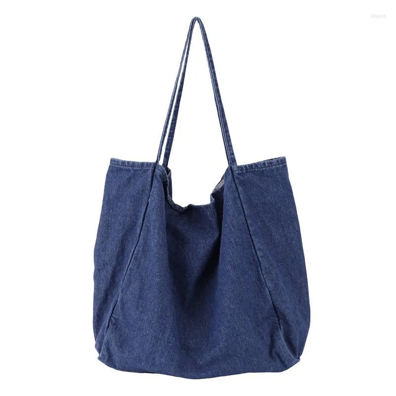 Sacchetti da sera sacca in jeans 2023 donne casual grande tessuto tote in borse retrò bolsos mujer blu scuro femmina grande caduta di shopping