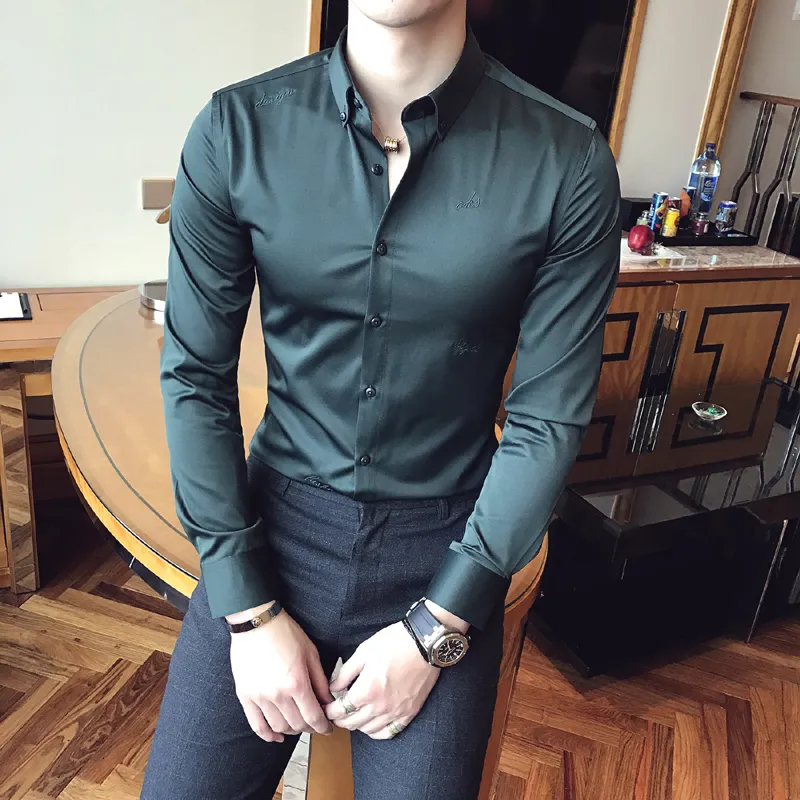 Men's Casual Shirts Plus Size 5XL-M Spring No-Iron Anti-Wrinkle Long Sleeve Tuxedo Shirts For Men Clothing Business Casual Slim Fit Blouses 230321