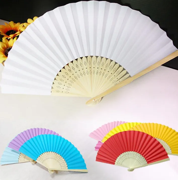 Klasyczne letnie kolory dekoracja imprezowa i fan pusta biały papier papierowy Bamboo Folding for Hand Practice Caligrafy Malowanie Prezenty na przyjęcie weselne