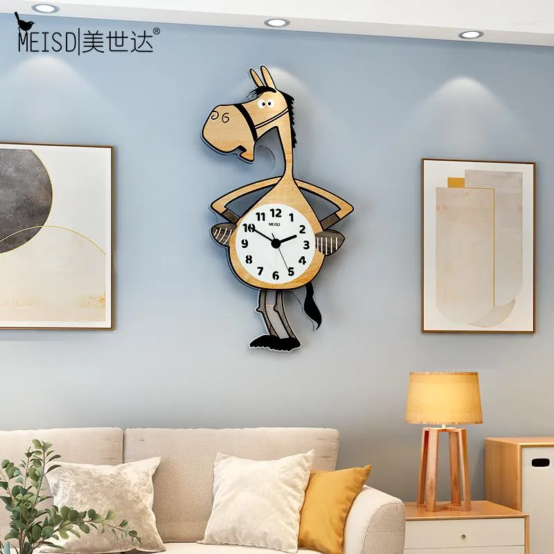Wanduhren Große Uhr Cartoon Design Pendel Zimmer Dekor Hause Quarz Stille Uhr Dekoration Horloge