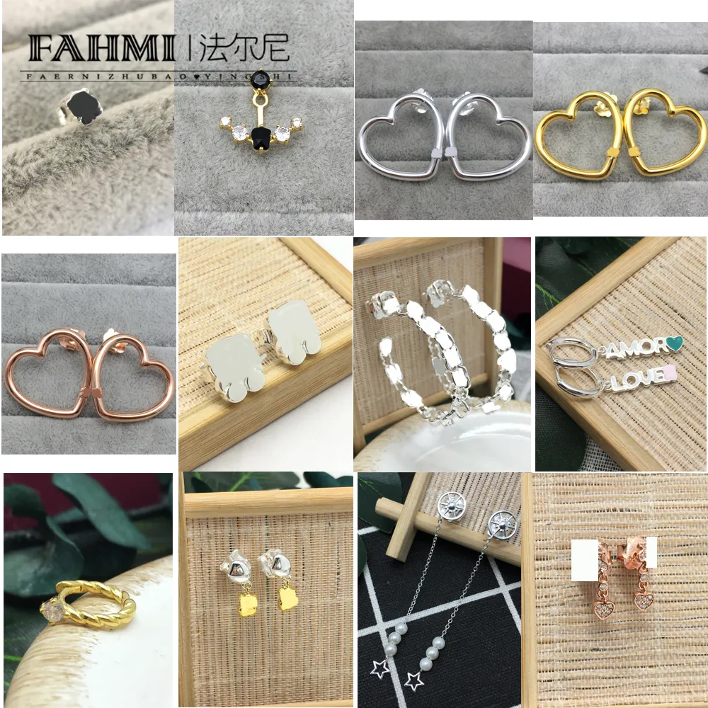 Fahmi S925 sterling silver stud earrings women's simple and small all-match earrings exquisite high-end light luxury retro earrings trendy