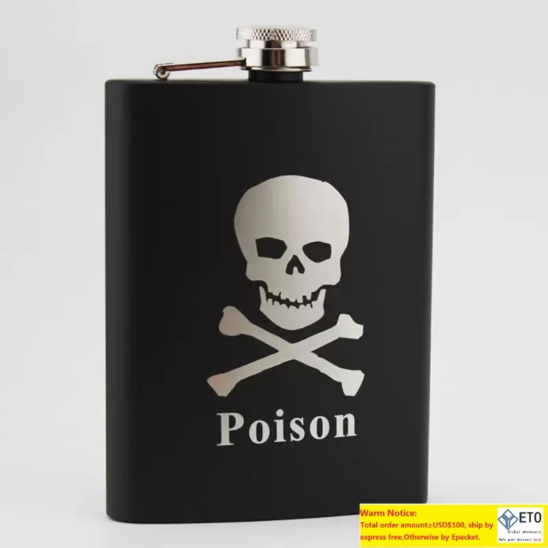Hip Flask Plus 8oz BLACK Bigfoot Tracker Stainless Steel Flask - Leak
