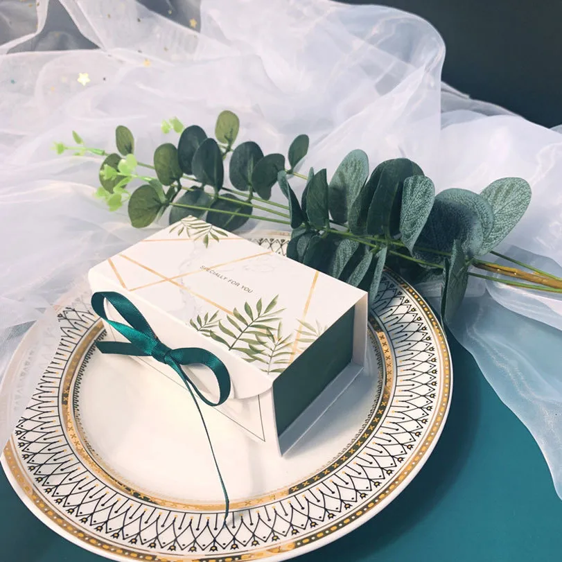 Inne imprezy imprezowe zapasy zielone/czerwone/niebieskie pudełko na prezent przyjęcie urodzinowe Wedding Baby Shower Pakiet świąteczny Pakiet czekoladowe ciastka dekoracja z wstążką 230321