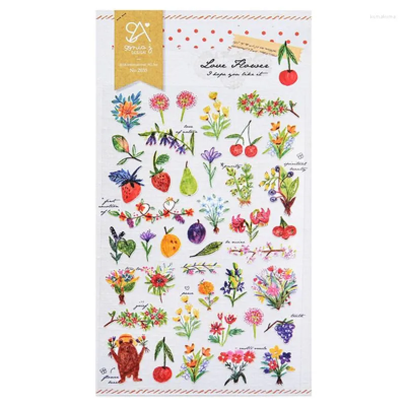 Confezione regalo Corea Divertente Scrapbooking Adesivo di alta qualità Frutta e fiori Cancelleria Decorazione artigianale fai-da-te Forniture per la casa