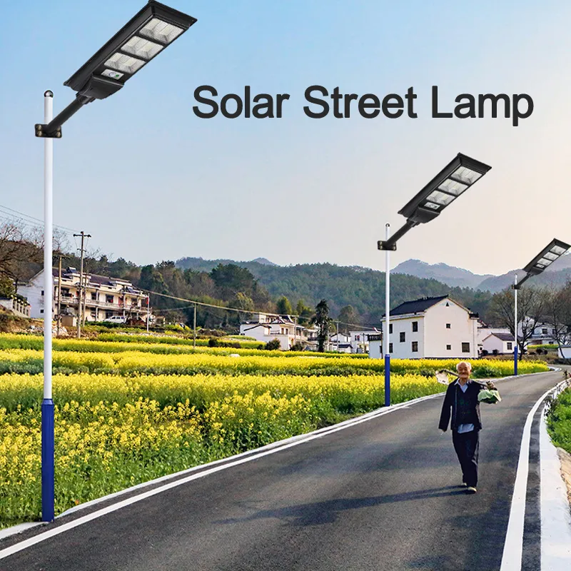 100W - 600W LED Solar Street Light Fjärrkontroll trädgårdsgård basket utomhus IP65 Vattentäta säkerhetsöversvämningar lampor oemled