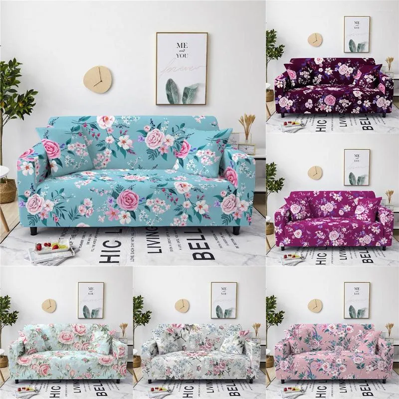 Housses de chaise maison anti-poussière élastique housse de canapé Rose imprimer tout compris Polyester chambre salon 3 places canapé