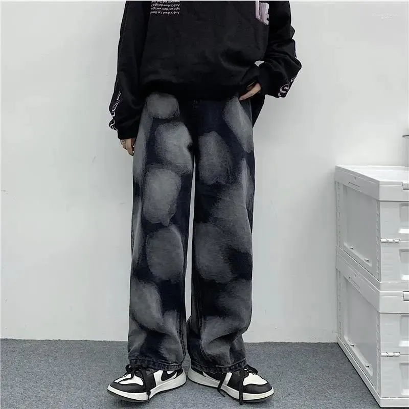 Men's Jeans Black High Waisted Baggy Y2k Male American Style Vintage 90s Streetwear Denim Trousers Man Korean Fashion Wide Leg Pants