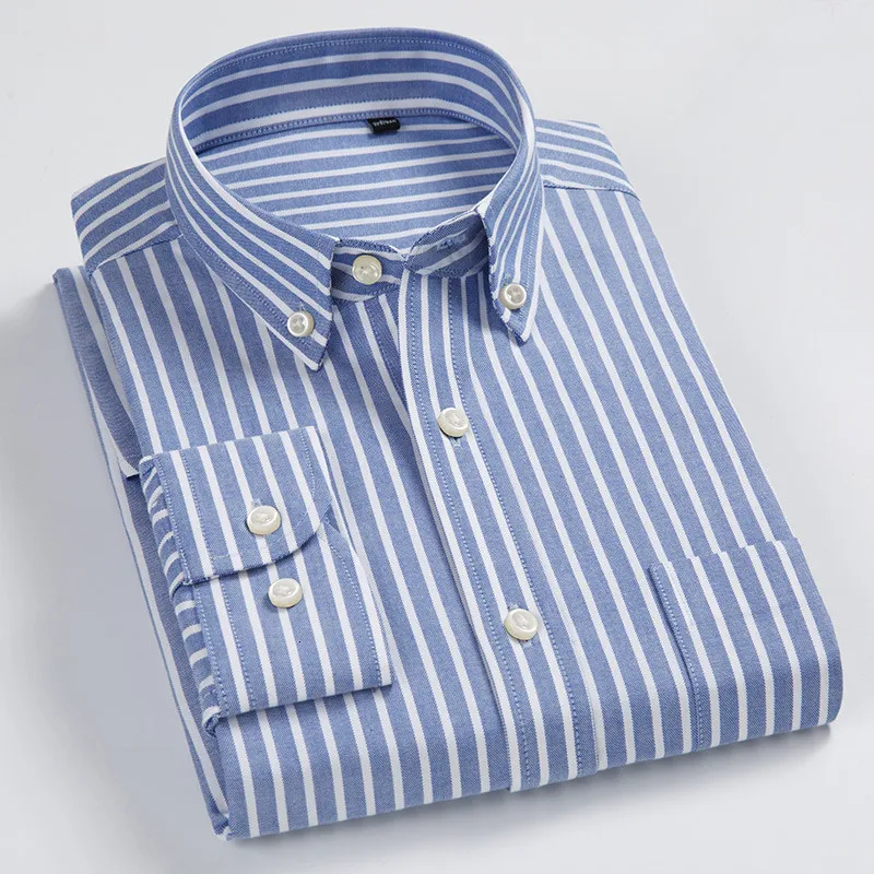 Chemises décontractées pour hommes 8XL 7XL chemise à manches longues rayée/à carreaux de couleur pure pour hommes chemises habillées 100% coton Oxford Business chemise boutonnée surdimensionnée 230321