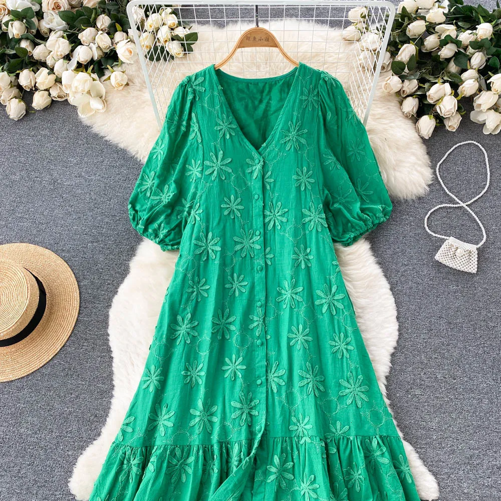 green criss cross dress Hunter Green Ruched Maxi Dress With Slit main image 0