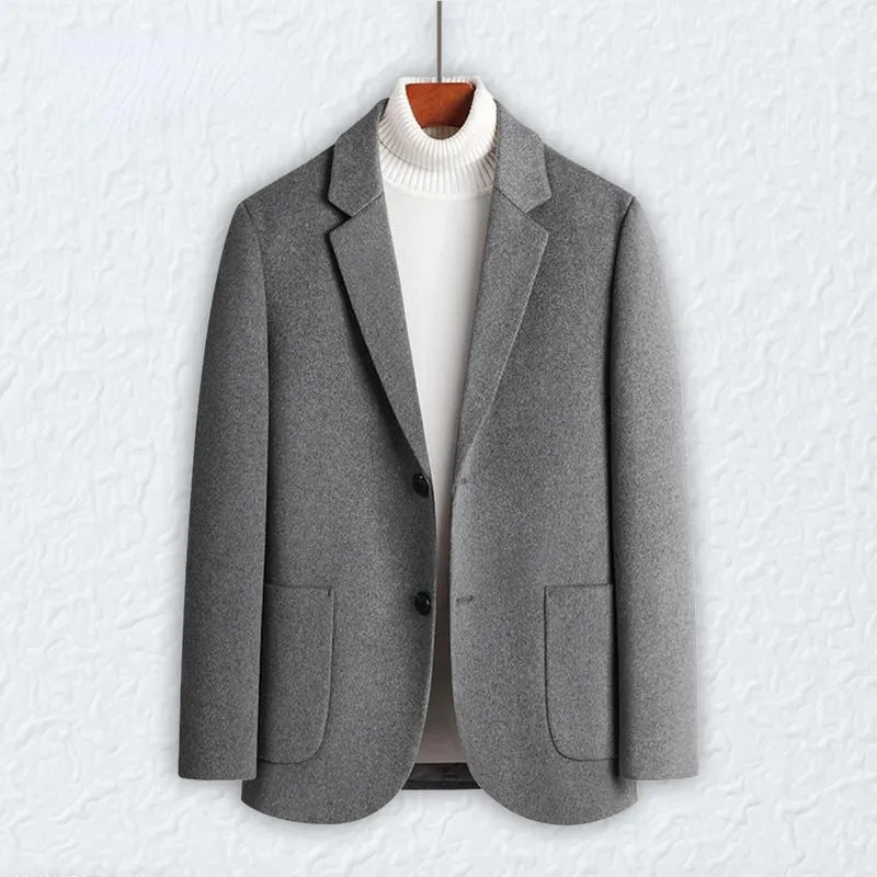 Ternos masculinos Man Grey Wool Suit Spring Autumn Color Solid Casual Woolen Mass Blood Coat Button Up Blazer Jacket Oversize XXXL