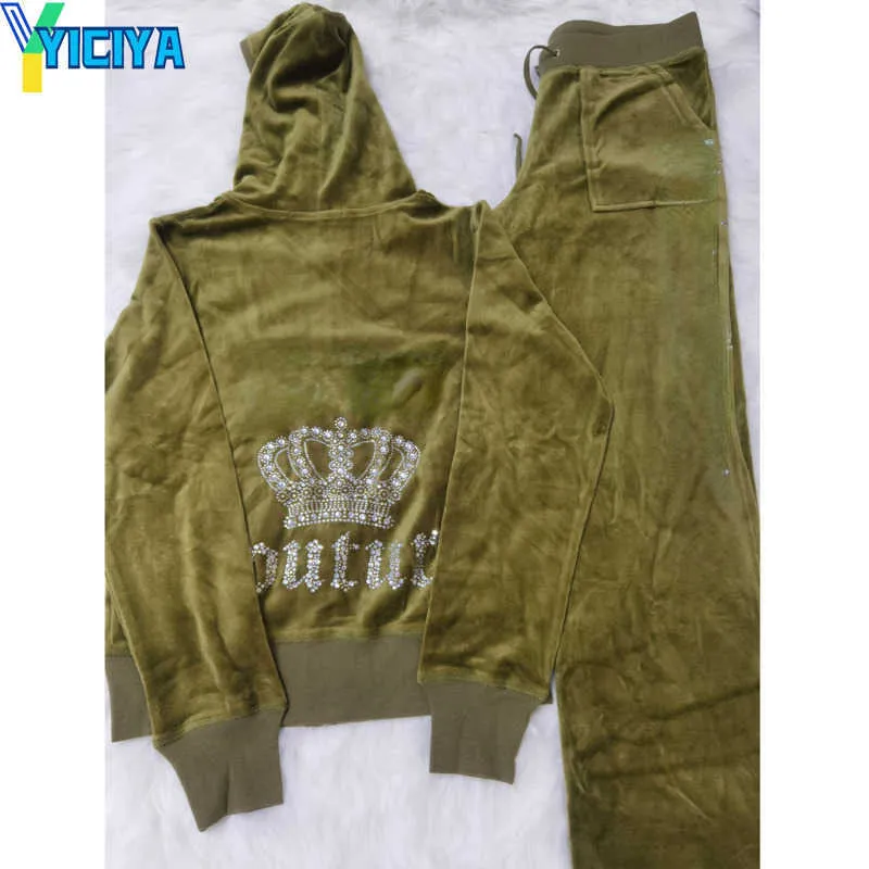 YICIYA Juicy Grossiste 2024 Vente chaude Survêtement Femmes Velours Sweat Couture Costumes Tenue Deux Pièces Ensemble Femmes Met Sweat À Capuche Pantalon Costume Femmes Y2k Met