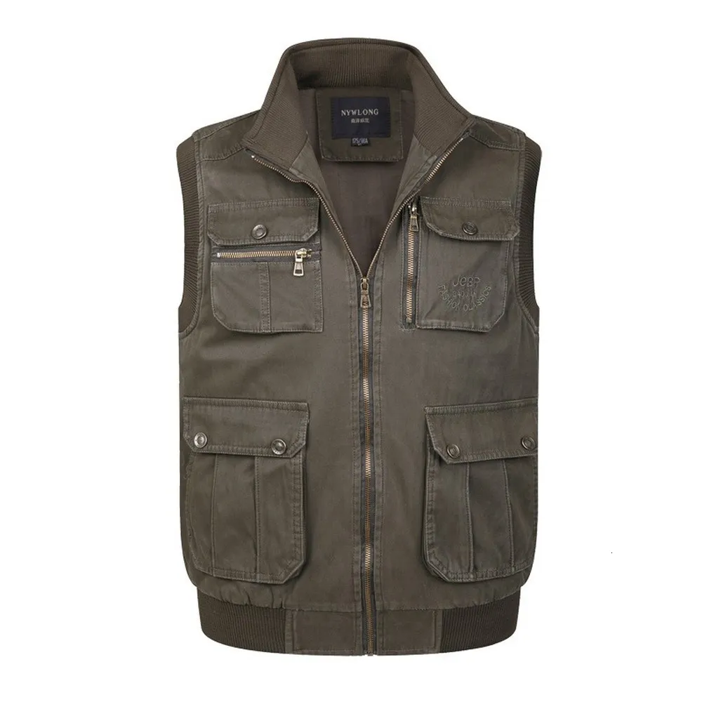 Gilets pour hommes Multi Pocket Outerwear Tool Vest avec de nombreux printemps automne Homme Casual Cotton Pographer Work Baggy Sleeveless Jacket 230320