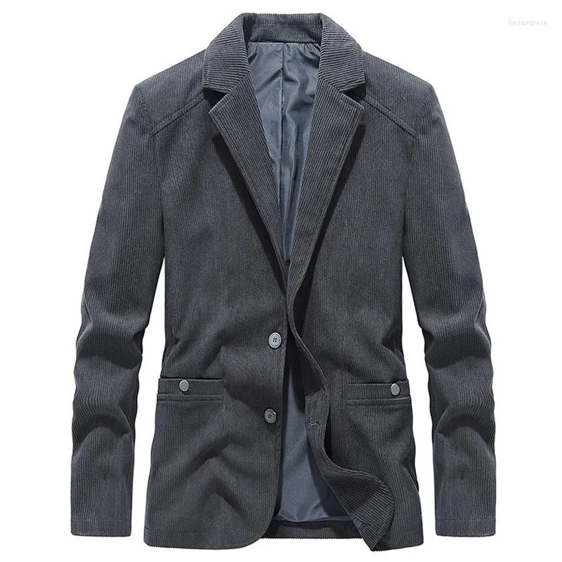 Giacche da uomo Nizza Primavera Autunno Blazer in velluto a coste Giacca da uomo Casual Slim Fit Abbigliamento Abiti coreani Due bottoni Cappotto Taglia M-4XL