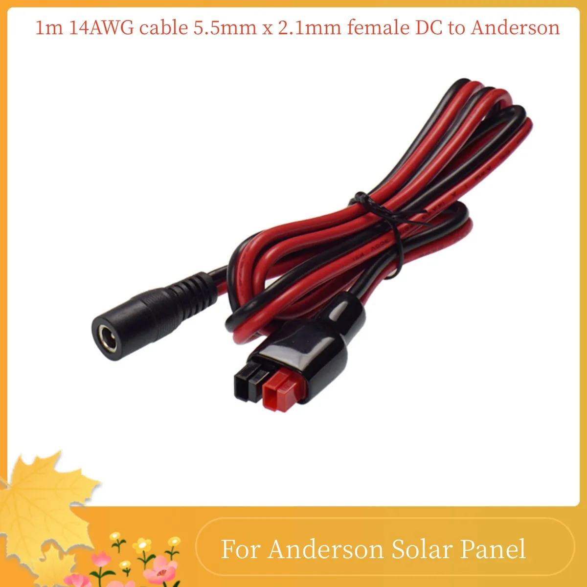 Consumir eletrônicos 1m 14AWG cabo 5.5mm x 2.1mm fêmea DC para Anderson Conector Plugue de energia de carregamento solar para gerador portátil painel solar