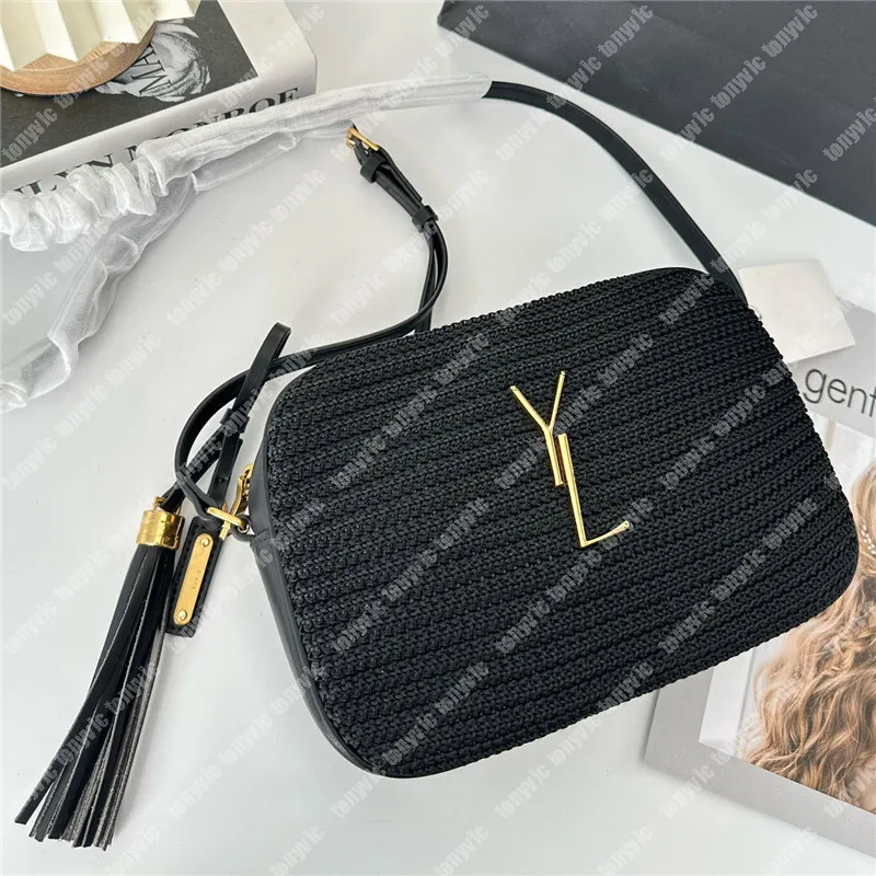 Designerska torba na ramię dla kobiety luksusowa torba ze słomy Tassel klasyczna srebrna złota klamra męskie torby Crossbody letnia trawa modna torebka na aparat