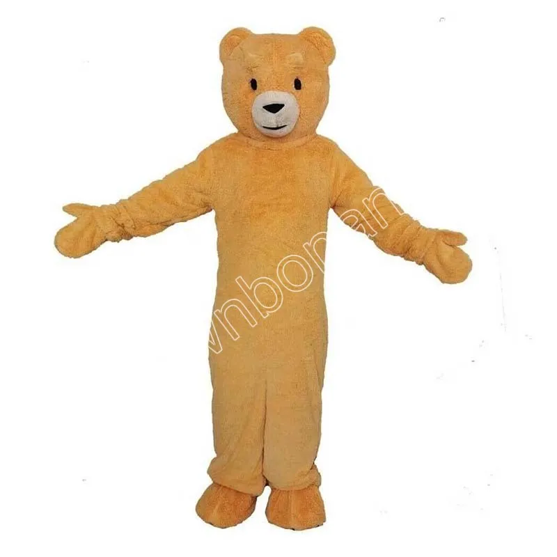 Costumi adulti della mascotte dell'orso giallo Costume del vestito del personaggio dei cartoni animati Vestito da festa all'aperto di Natale Abbigliamento pubblicitario promozionale per adulti