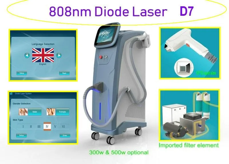 300w 808nm diode laser hair removal machine