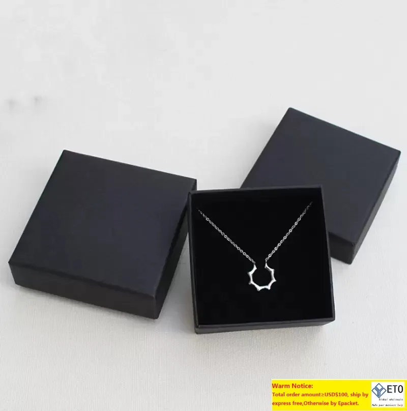 Smyckesförpackningslådor Black Kraft Paper Ring Halsband Pendant Armband Box