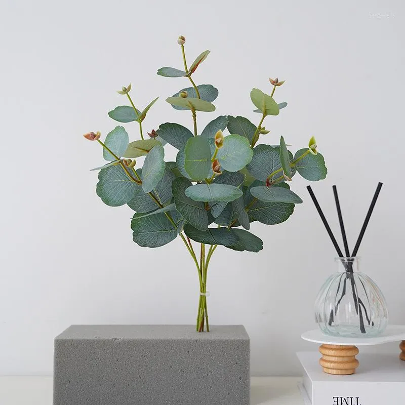 装飾的な花人工ユーカリの葉シミュレーションシルクミニ小さなマネーリーフウェディングフラワーアレンジメントホームガーデングリーン植物