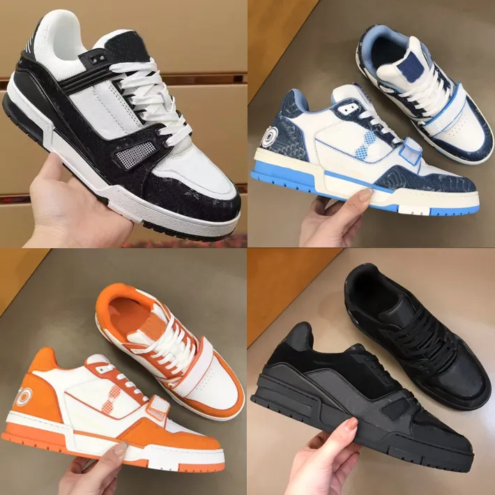 クラシックヴィンテージ男性トレーナーデザイナーシューズ Chaussures レザーメッシュカジュアルシューズデザイナースニーカーボックスサイズ 38-46