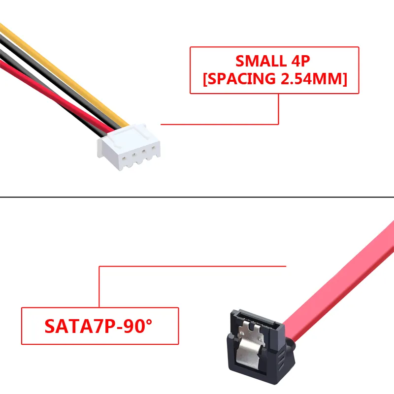thumbnail image 2 of Kentek 18-Inch SATA To SATA Power & Data Combo Cable – 7+15 To 7 Pin Molex LP4 2 of 3