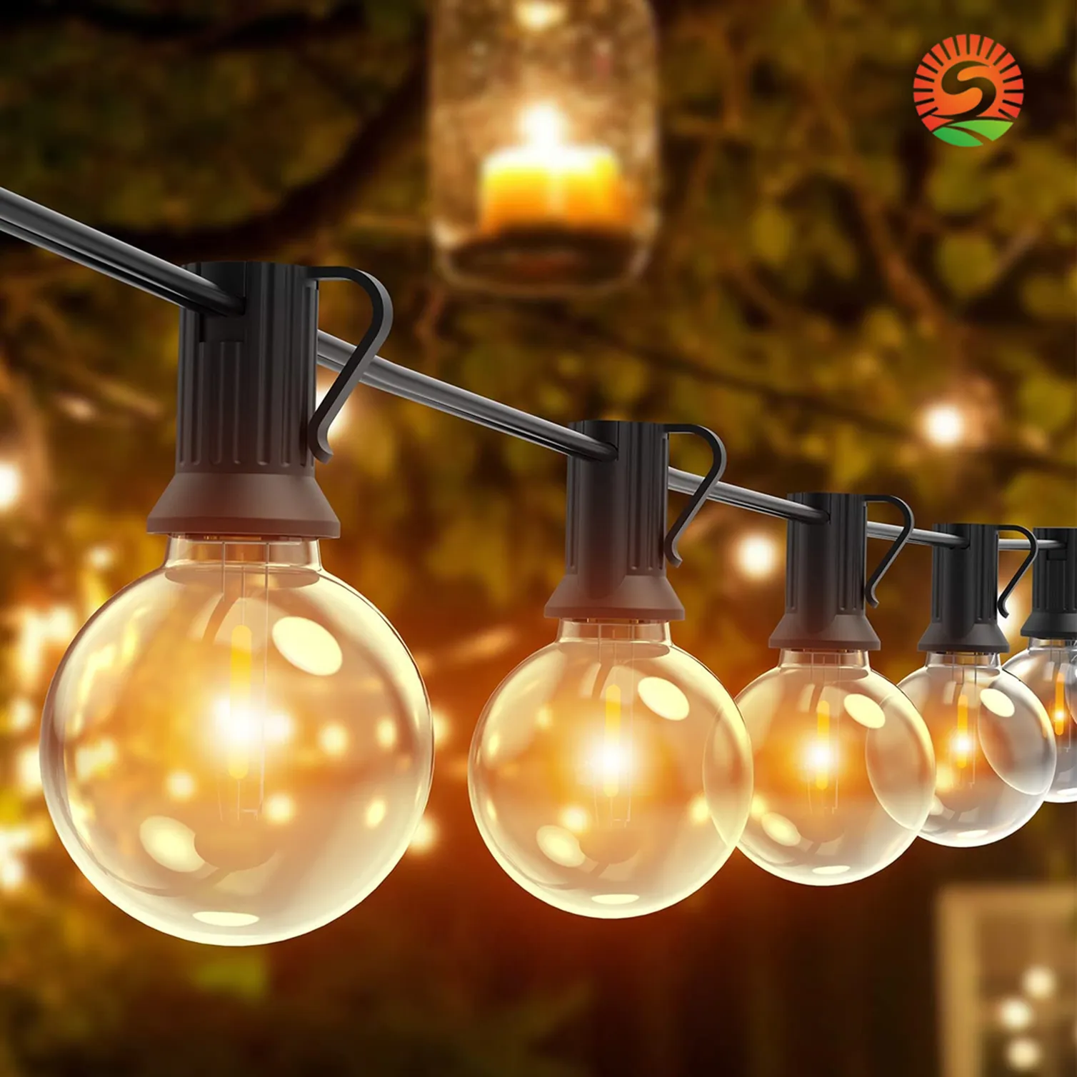 Outdoor Globe String Lights, 9m 27FT G40 LED Patio String Lights 14 LED Bulbs, Waterproof Plastic Hanging Lights String for Indoor Outside Backyard Garden Club home