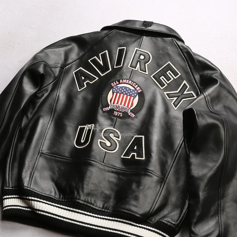 Avirex Black Lapel Hheepsin Skórzana kurtka Casual Athletic Flight Suit 1975 USA