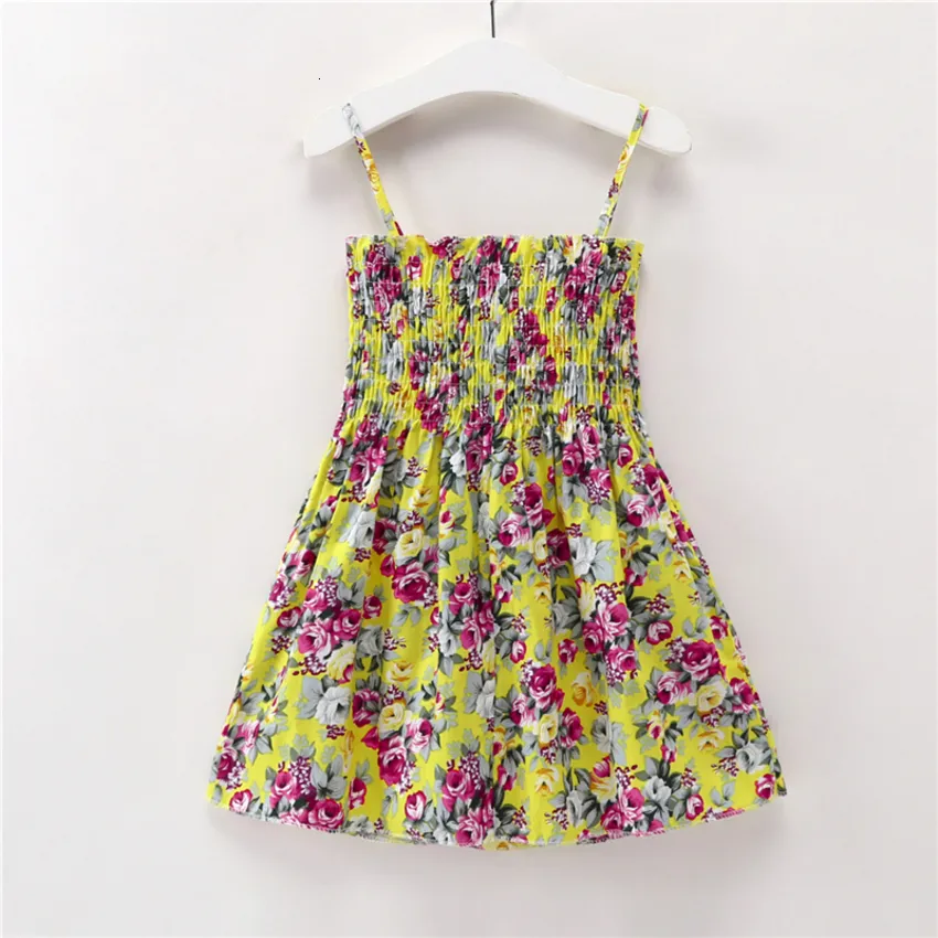 Meisjesjurken Baby Girl -jurk 2023 Zomer Kinderen Mouwloze beugels Jurken Girls Katoen afdrukken Bloemen Princess Jurk Kinderen Casual kleding