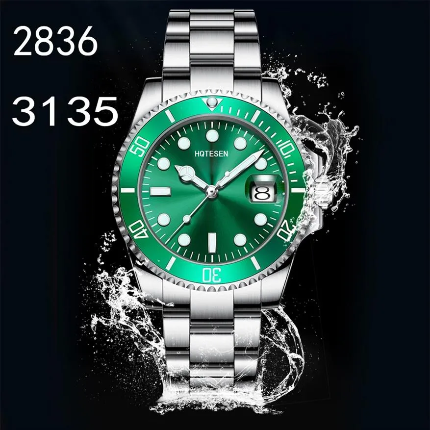 Top Mens ETA 2836 3135 Watch Luminous Diving Sports Ceramic 904L 116610LN Watch 40mm Ceramic Green Men Watch 256K