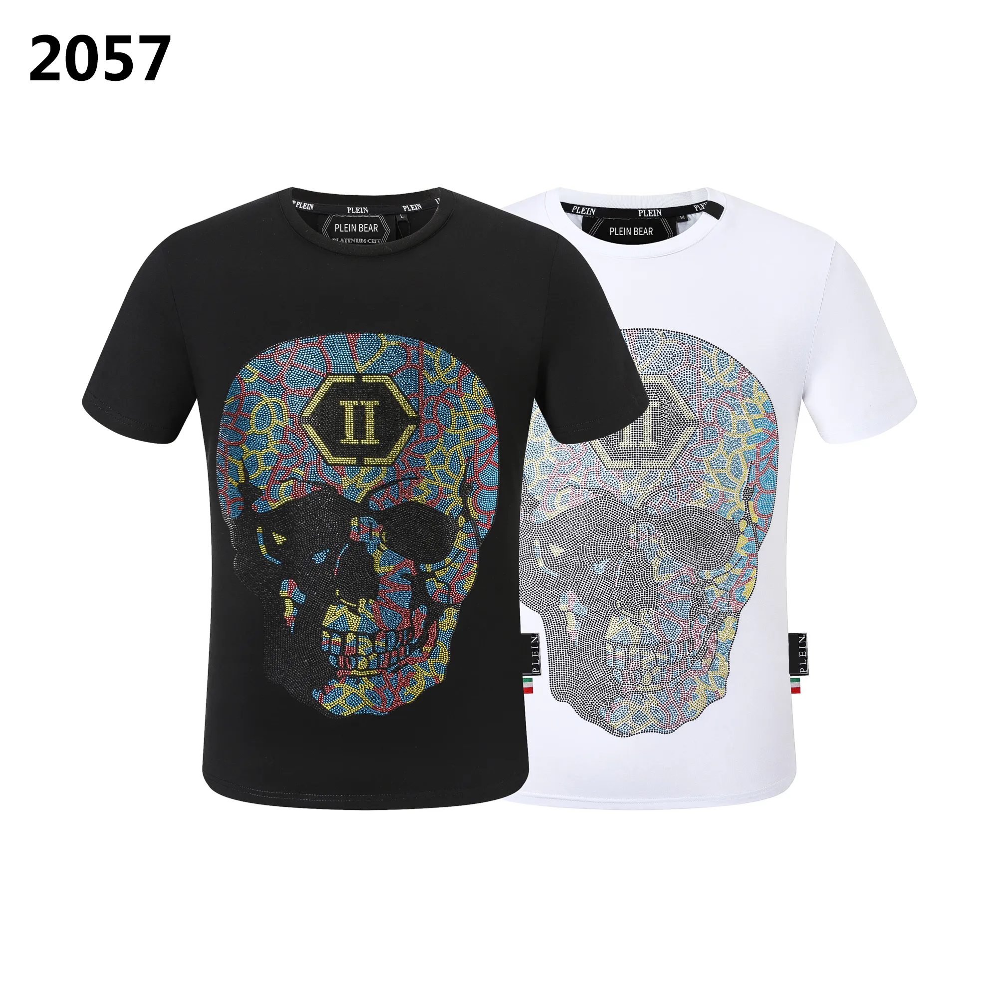 PLEIN BEAR T SHIRT Herren Designer T-Shirts Markenkleidung Strass PP Totenkopf Herren T-Shirt RUNDHALS SS SCHÄDEL UND PLEIN MIT KRISTALLEN Hip Hop T-Shirt Top T-Shirts 161222