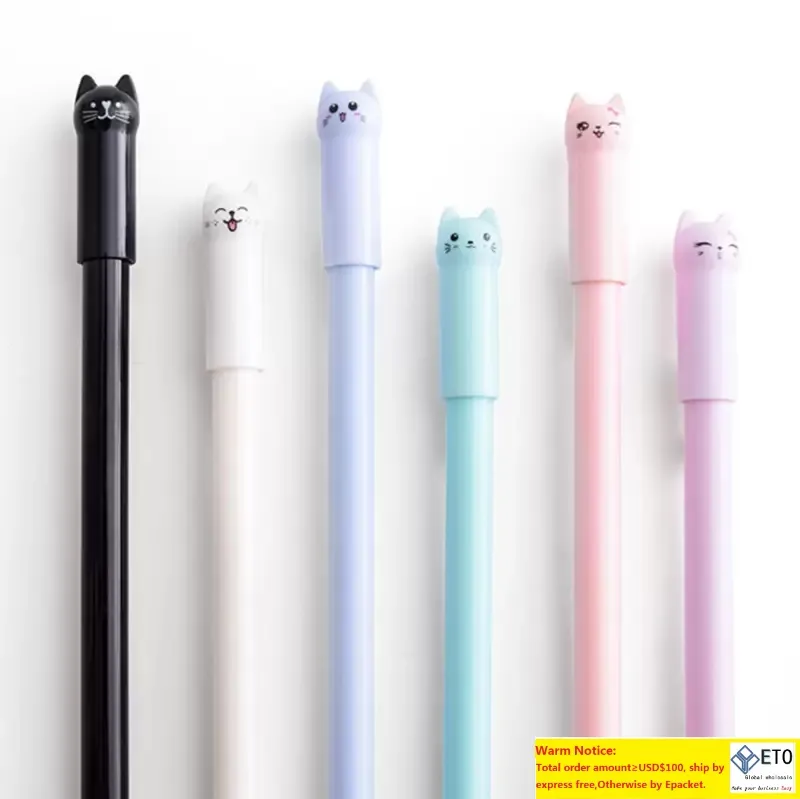 Canetas de gel de gato fofo preto canetas de caneta de caneta neutra de caneta de caneta de caneta escolar
