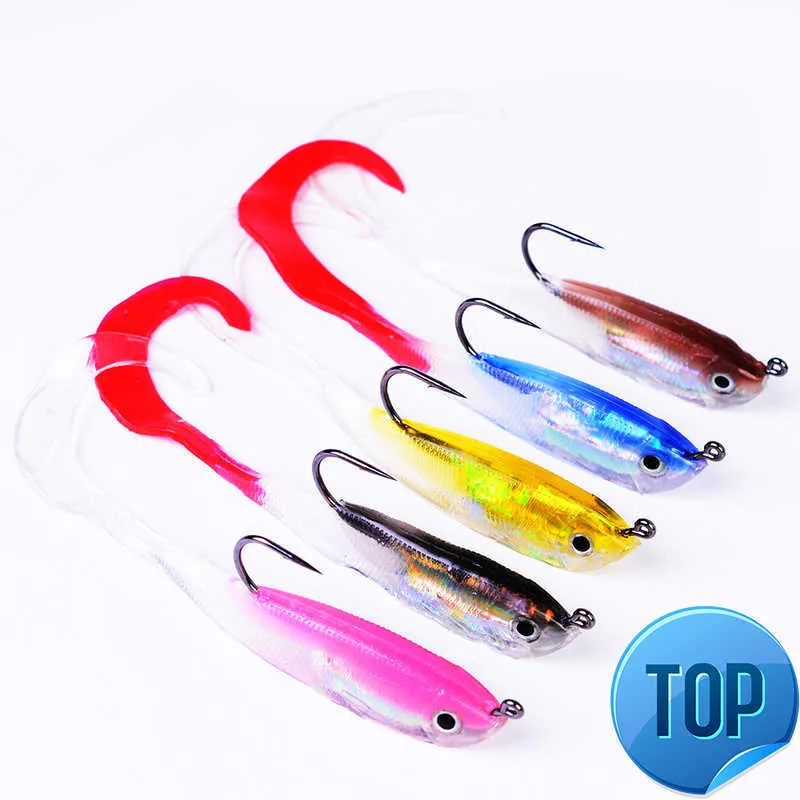 5 st 15g10 cm mjuk bete jig wobbler fiske lockar japan skugga simfisk betar konstgjorda bete jig huvud flugfiske kiselgummi gummi