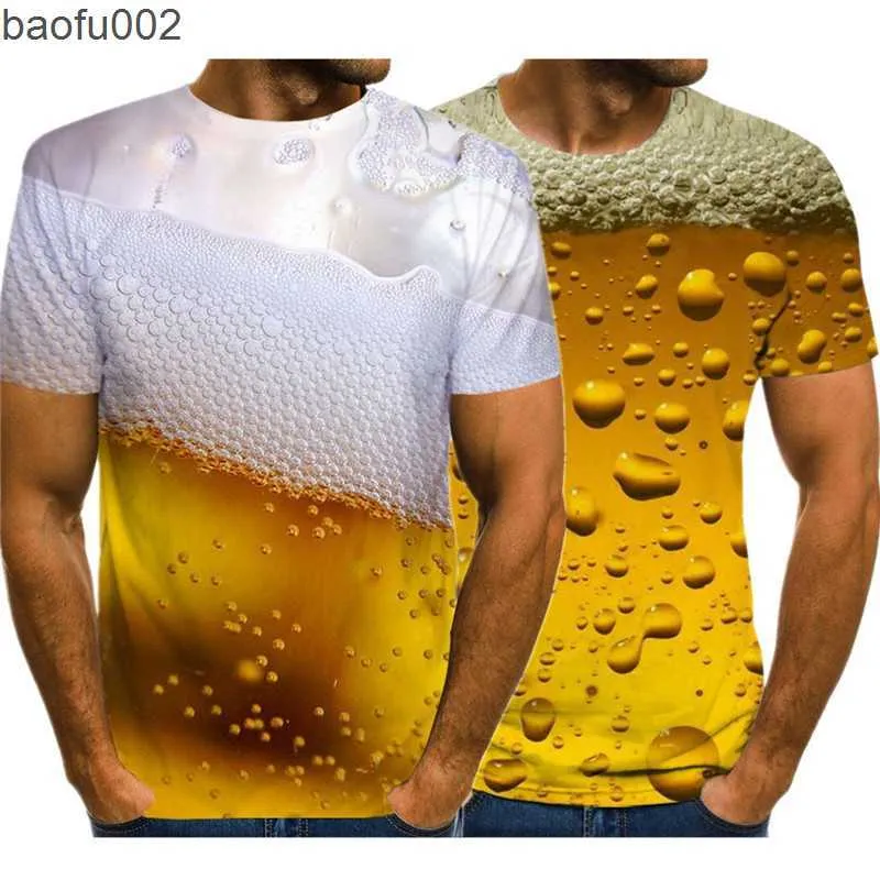 Men's T-Shirts Summer Men Beer 3D Print T Shirt Lightweight Breathable O-Neck Funny Short Sleeve Casual Streetwear Tops Tees Unisex Clothes W0322