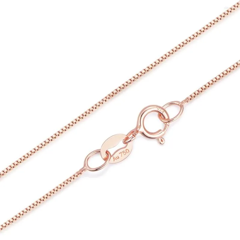 Ketens puur 18k rose gouden vaste ketting vrouwen kleine doosketen 40-45cml kenmerk au750