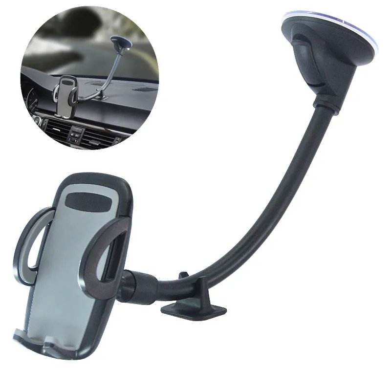Держатель для телефона на гибкой стойке для лобового стекла автомобиля на присоске, автомобильное крепление для смартфонов iPhone15 Pro Max 14 13 Pro Samsung Galaxy