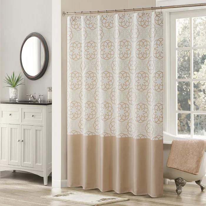 Shower Curtains Odisha Farmhouse Tan Classic Polyester Waterproof Fabric Vintage Printed Decorative Cream Shower Curtain 230322