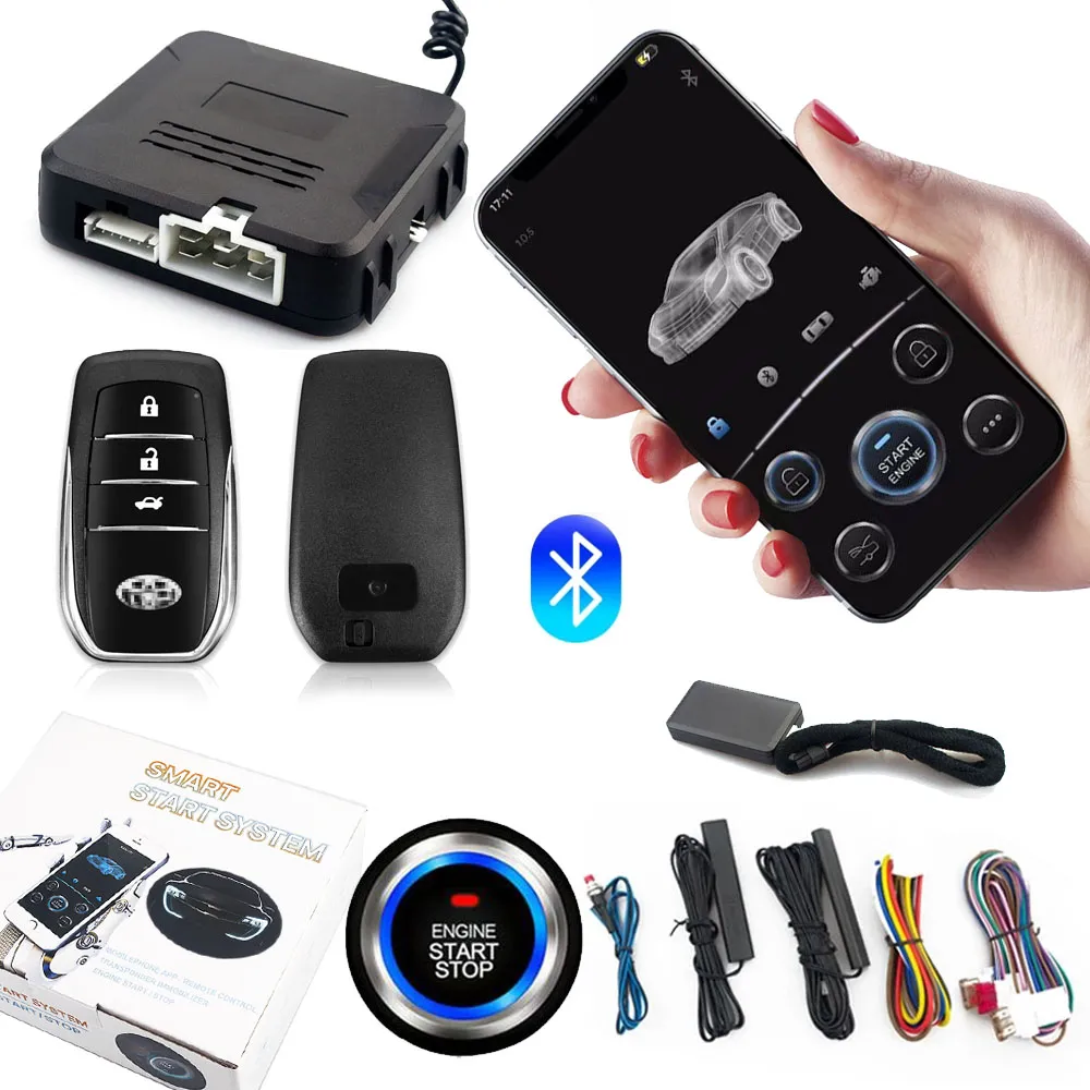 Universal Auto Alarm CAR Remote Start Stop Kit Bluetooth Mobiele telefoon App Control Engine Ignition Open Trunk PKE Keyless Entry Auto Alarm