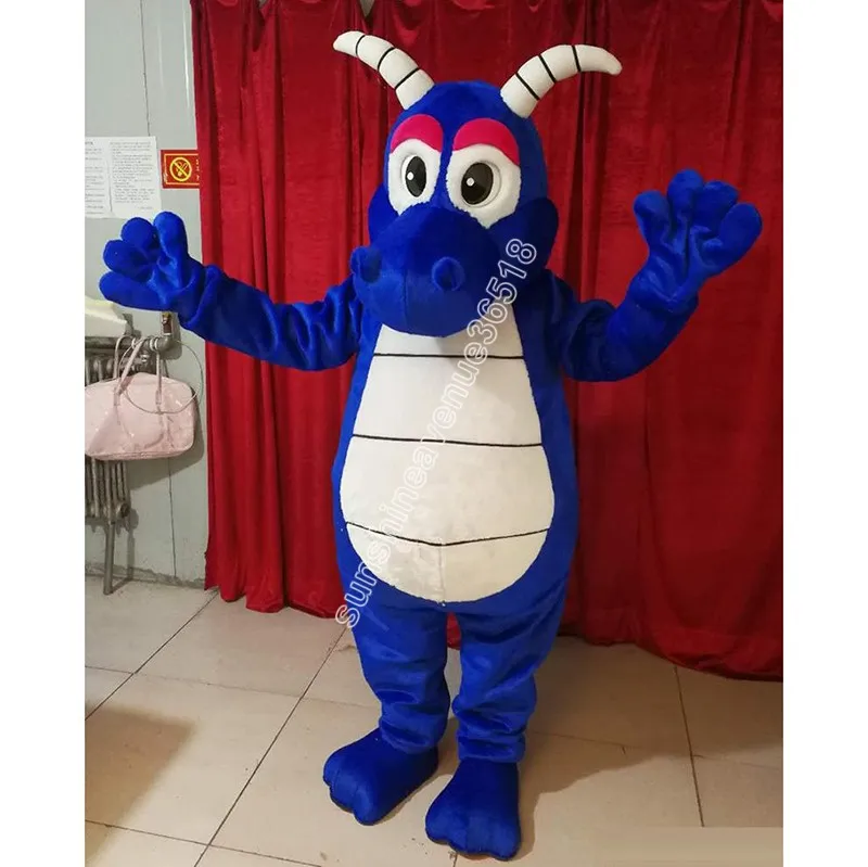 Nuovo costume della mascotte del drago blu Top Cartoon Personaggio a tema anime Carnevale Unisex Adulti Taglia Natale Festa di compleanno Vestito da esterno