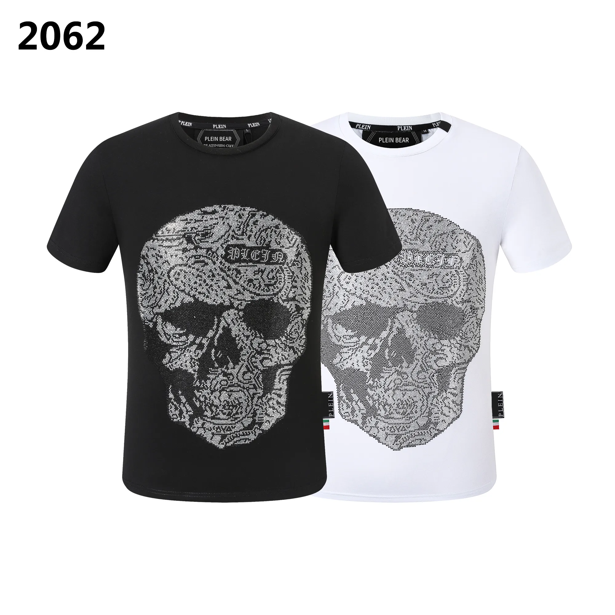 Plein björn t shirt mens designer tshirts märke kläder rhinestone pp skalle män t-shirt rund hals ss skalle och plein med kristaller hip hop tshirt topp tees 161237