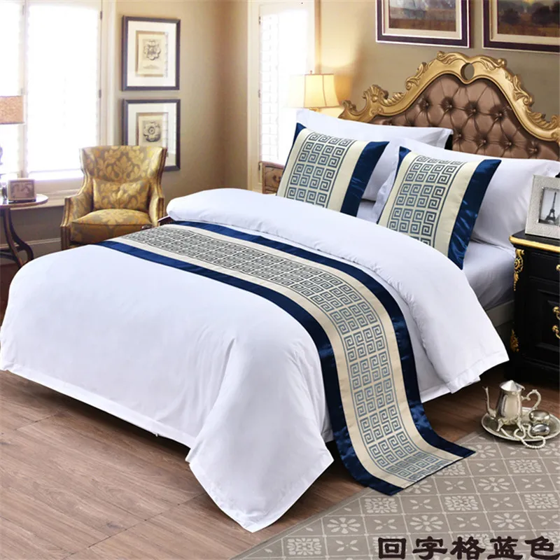 Tafelloper blauw palindrome rooster bedtafel loper Chinese stijl bedvlag el kast bedding decor voor huis salon trouwkamer 230322