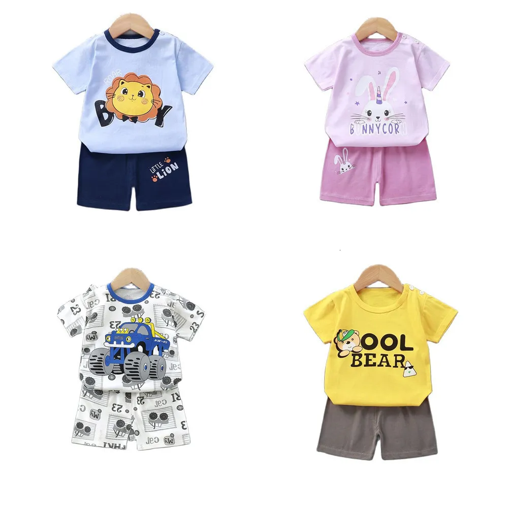 tshirts 여름 어린이 단락선 정장면 소년 여자 의류 세트 버전의 아기 옷 tshirt 어린이 옷 230322