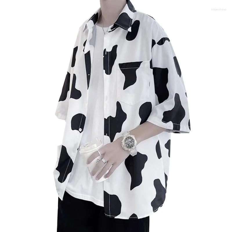 Blouses pour femmes vache imprimé femmes été à manches courtes femme chemise hauts Harajuku décontracté dames filles Blouse boutonné femme haut