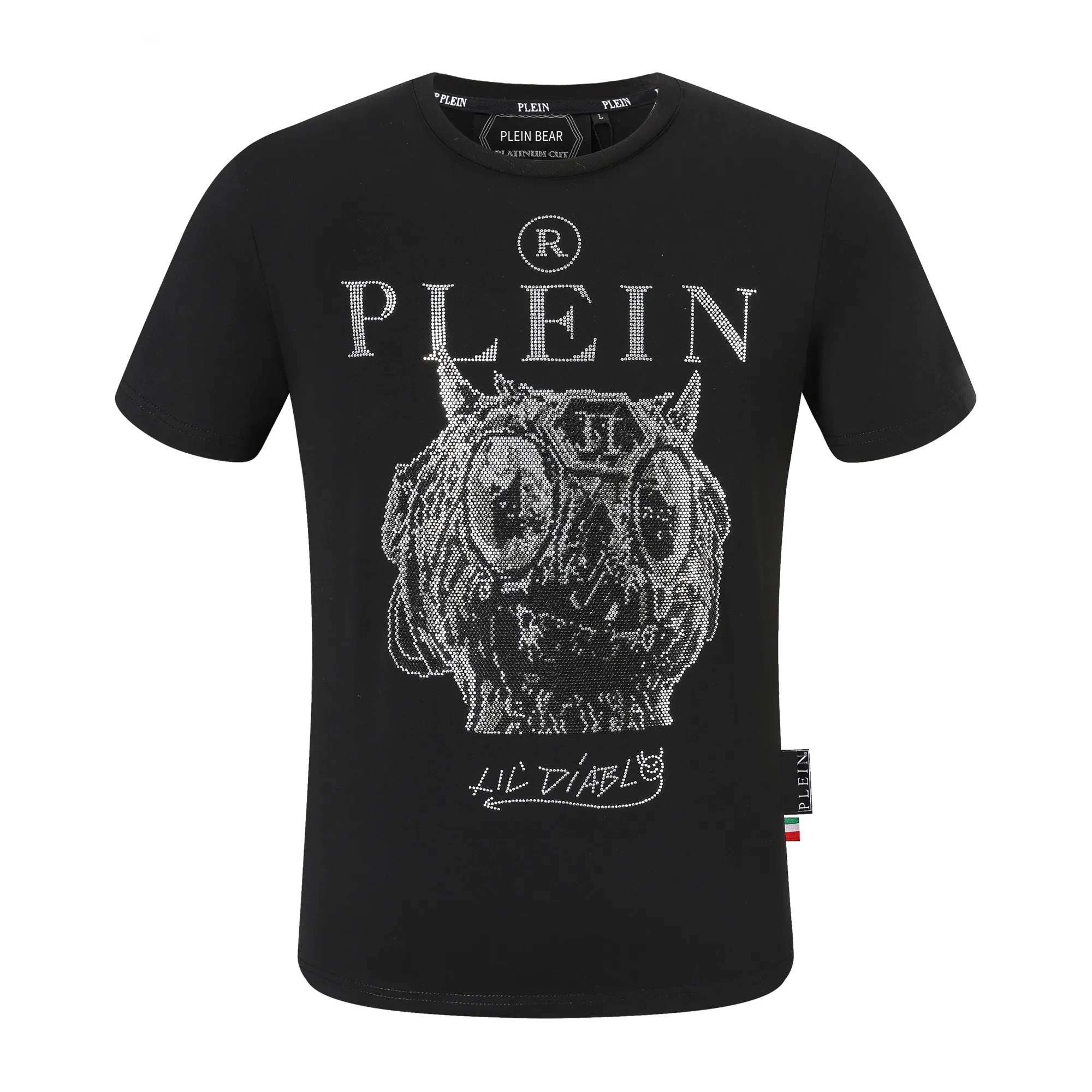 24SS Plein Bear T-shirt Mens Designer Tshirts Brand Clothing Rhinestone PP Skull Men t-shirt rund hals SS Monsters with Crystals Hip Hop Tshirt Top Tees 161193