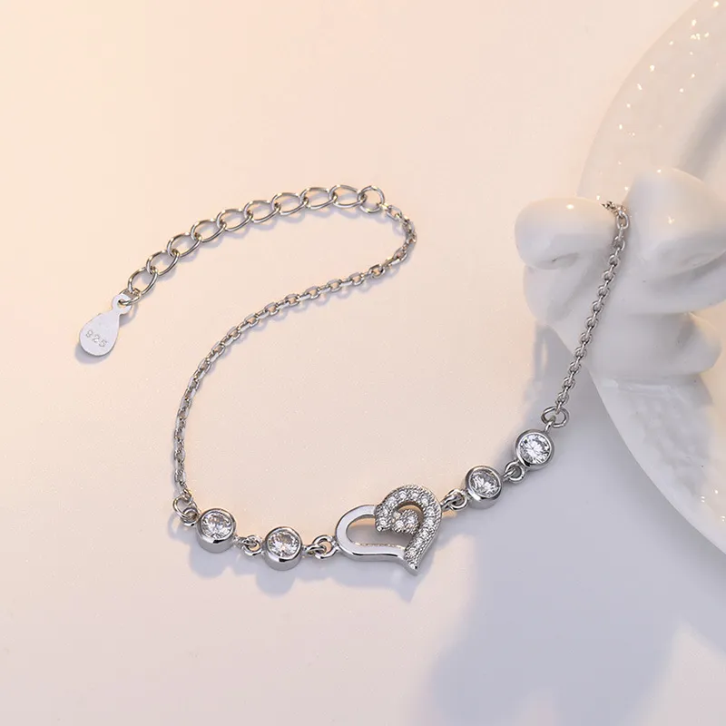 Korea Fashion New Sterling Bracelet Korean Love Heart-shaped Sier Jewelry Birthday Gift Factory Wholesale_ipsvogv.com