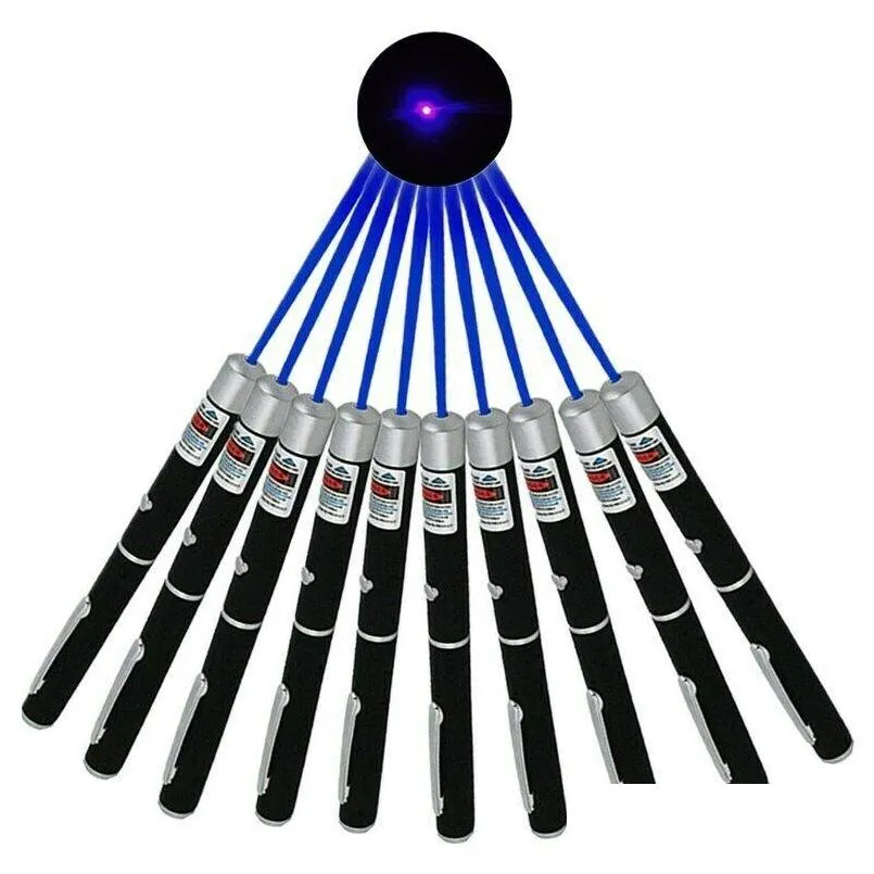 Ponteiros a laser 405nm Blue Pointer Pen Astronomia 10miles 1MW Powerf Violet Lazer portátil gato/brinquedo de cachorro Drop solteiro Delive Dhihx