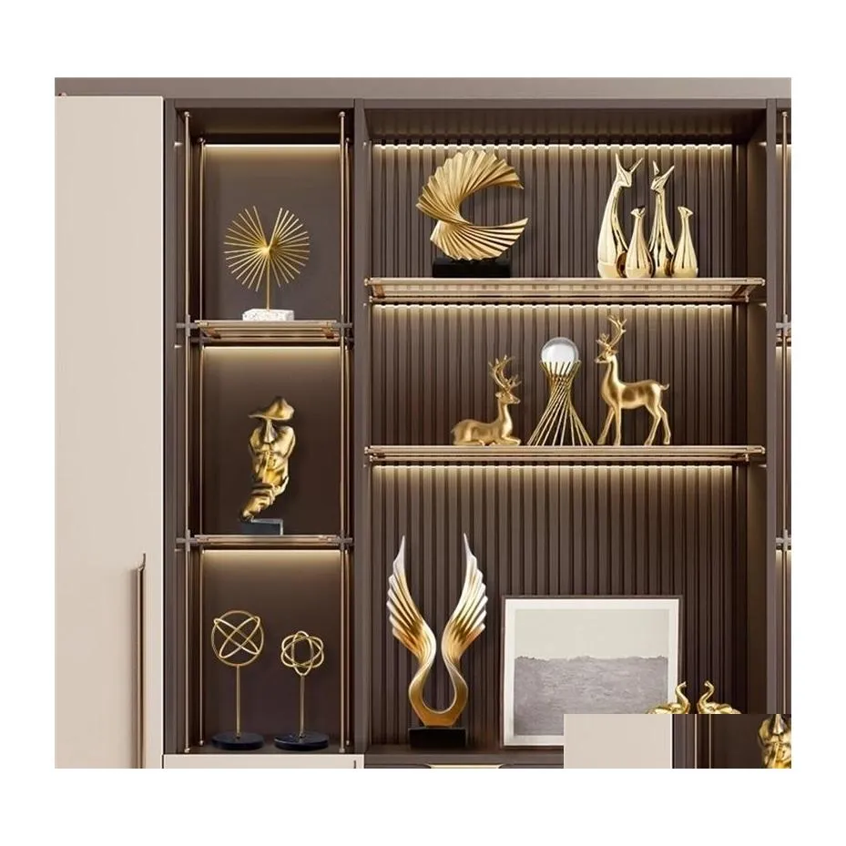 Objets décoratifs Figurines Décoration de la maison Accessoires Animaux Ornements dorés Art abstrait Salon moderne Décoration de luxe Cadeau Dhzrh